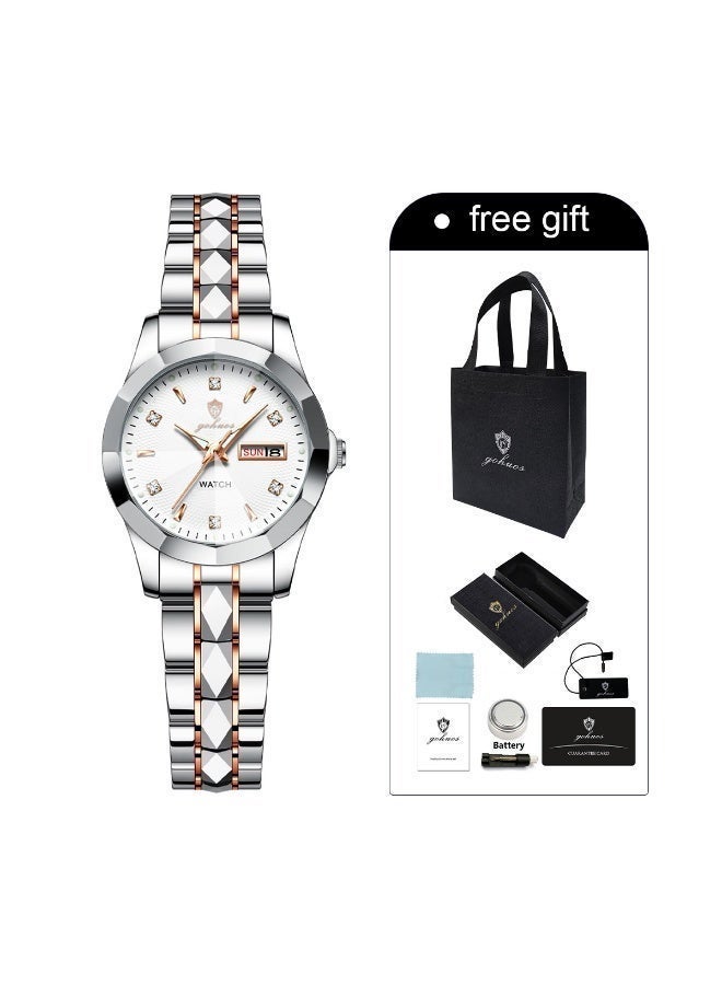 GOHUOS Women's watch, Stainless Steel Analog Waterproof Luminous Quartz Classic Luxury Round Business Fashion Wrist Watch - 26mm - Image 2